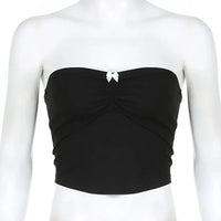Cropped Contrast Bow Stitched Bandeau Tube Top — dettaglio
