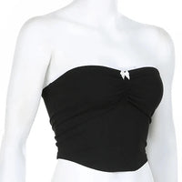Cropped Contrast Bow Stitched Bandeau Tube Top — dettaglio della stampa