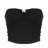 Cropped Contrast Bow Stitched Bandeau Tube Top — vista laterale