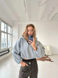 Cropped Full Zip Up Hoodie — dettaglio