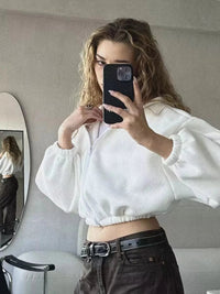 Cropped Full Zip Up Hoodie — dettaglio