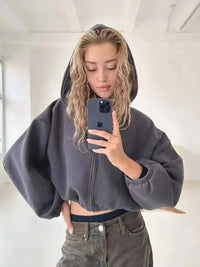 Cropped Full Zip Up Hoodie — vista laterale