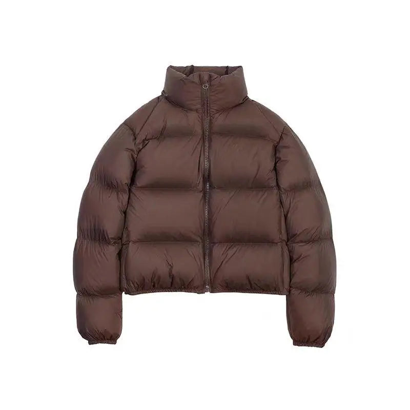 Cropped Womens Padded Puffer Jacket — vista frontale