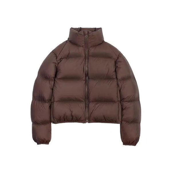 Cropped Womens Padded Puffer Jacket — vista frontale