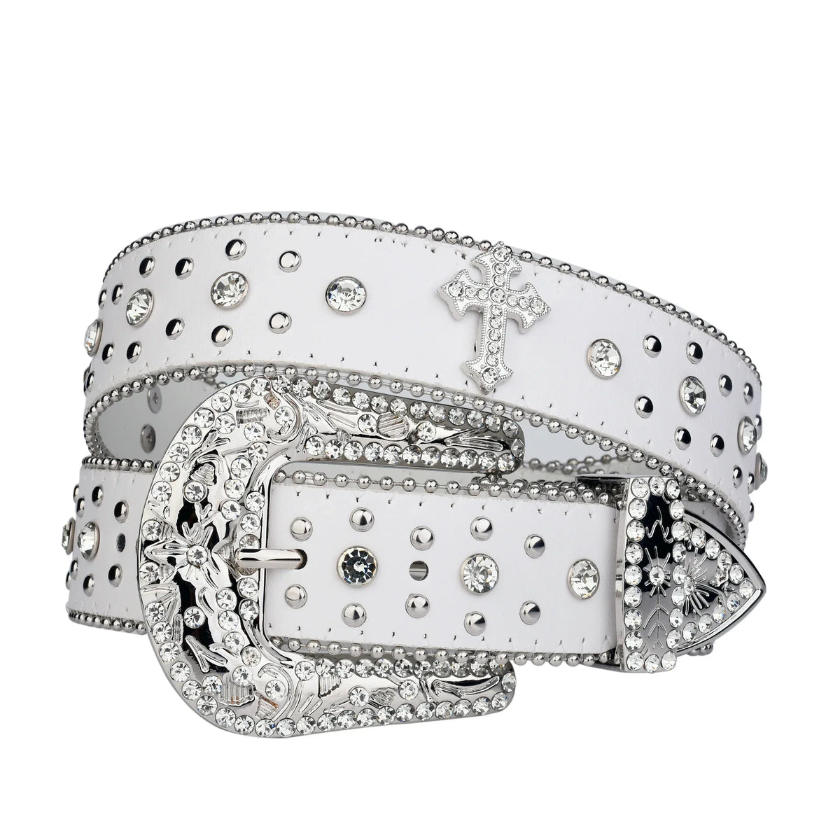 Cross Studded And Gems Rhinestone Big Buckle Belt — dettaglio della stampa