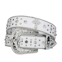 Cross Studded And Gems Rhinestone Big Buckle Belt — dettaglio della stampa