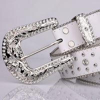 Cross Studded And Gems Rhinestone Big Buckle Belt — in alternativa