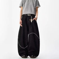 Curved Chain Graphic Barrel Denim Jeans — vista posteriore
