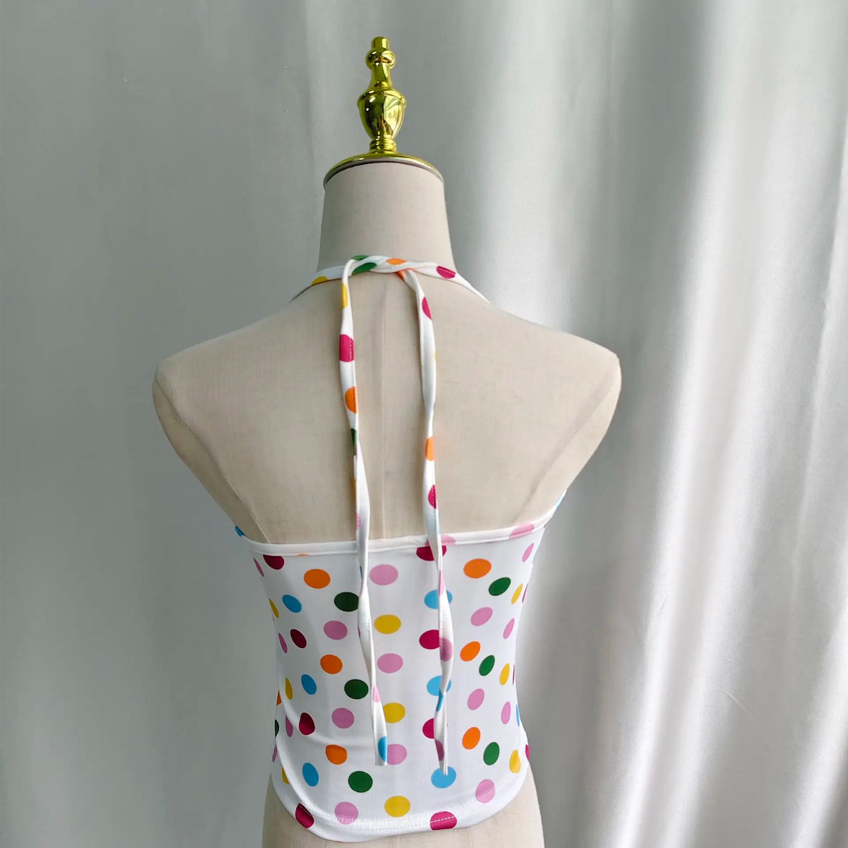 Cute Girl Polka Dot Print Halter Vest Crop Top — in alternativa