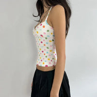 Cute Girl Polka Dot Print Halter Vest Crop Top — vista posteriore