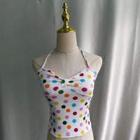 Cute Girl Polka Dot Print Halter Vest Crop Top — dettaglio della stampa