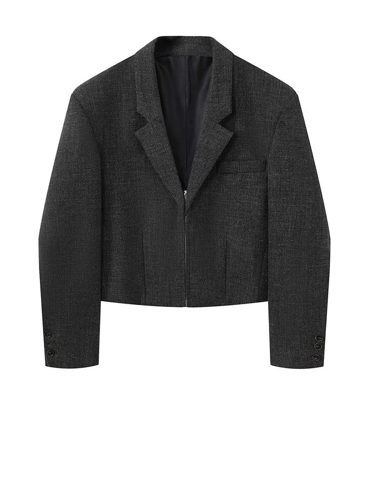 Dark Grey Shoulder Padded Cropped Blazer — vista laterale