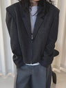 Y2K Dark Grey Shoulder Padded Cropped Blazer