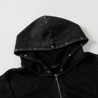 Diamond Rivet Patchwork Full Zip Up Hoodie — in alternativa