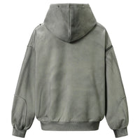 Diamond Rivet Patchwork Full Zip Up Hoodie — dettaglio