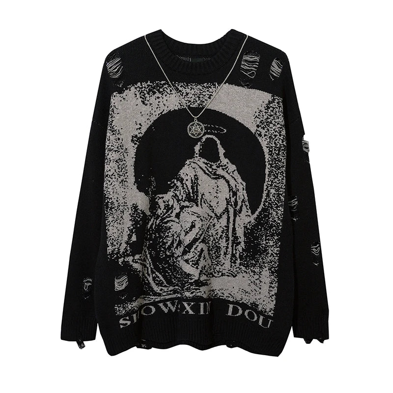 Distressed Priest Salvation Graphic Jumper — vista posteriore
