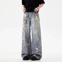 Distressed Printed Baggy Boot Cut Jeans — vista posteriore