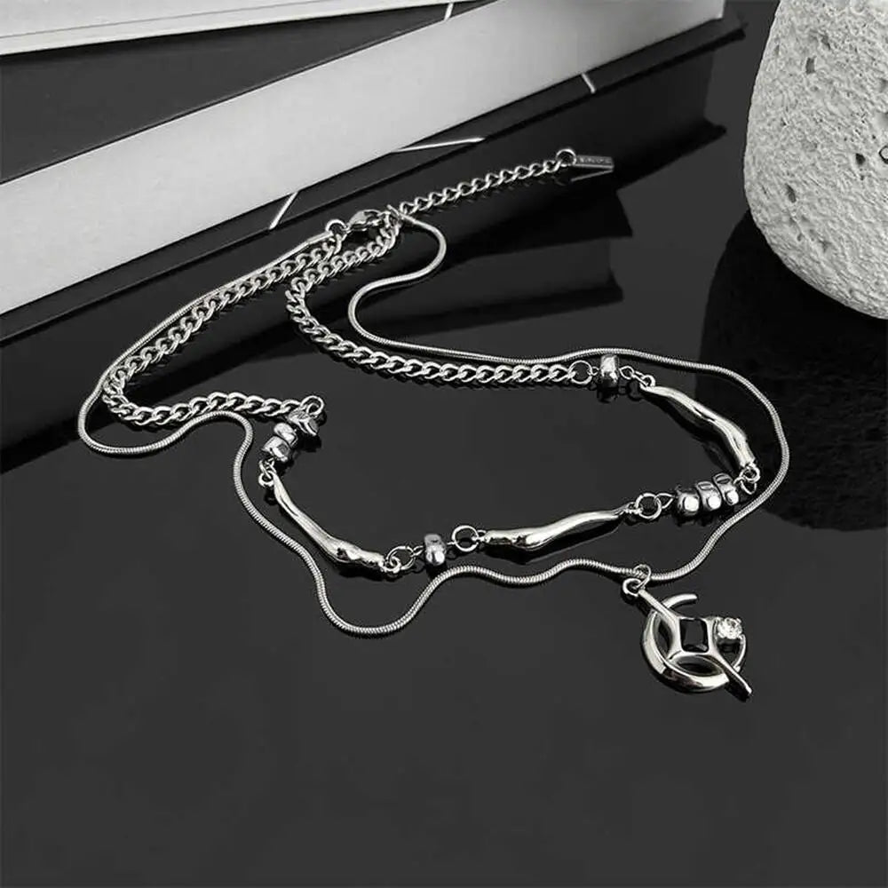 Double Layer Moon And Star Black Pearl Necklace — in alternativa