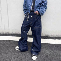 Double Waistband Rivet Straight Leg Jeans — dettaglio della stampa