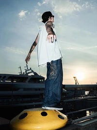 Dragon Embroidery Baggy Skater Jeans — dettaglio della stampa