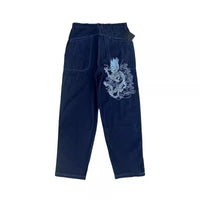 Dragon Embroidery Baggy Skater Jeans — vista frontale