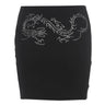 Y2K Dragon Rhinestone Dragon Black Mini Skirt