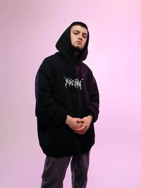 Dragon Serpent Print Black Hoodie — vista posteriore