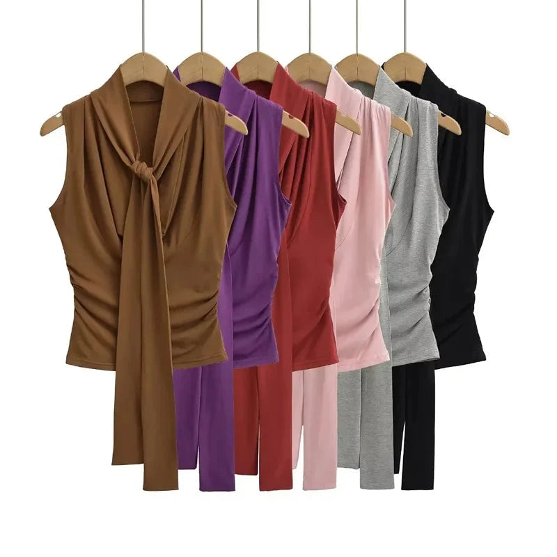 Draped Cowl Tank Top With Scarf — dettaglio della stampa
