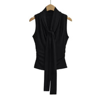 Draped Cowl Tank Top With Scarf — vista frontale