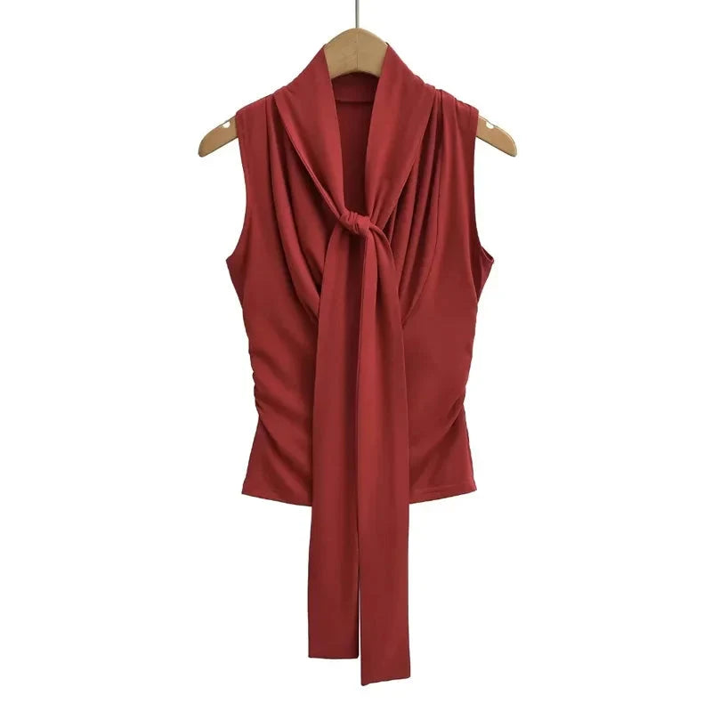 Draped Cowl Tank Top With Scarf — dettaglio della stampa