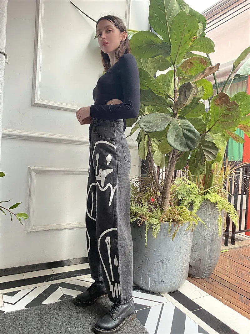 "Dripping Smiles" High Waist Jeans — in alternativa