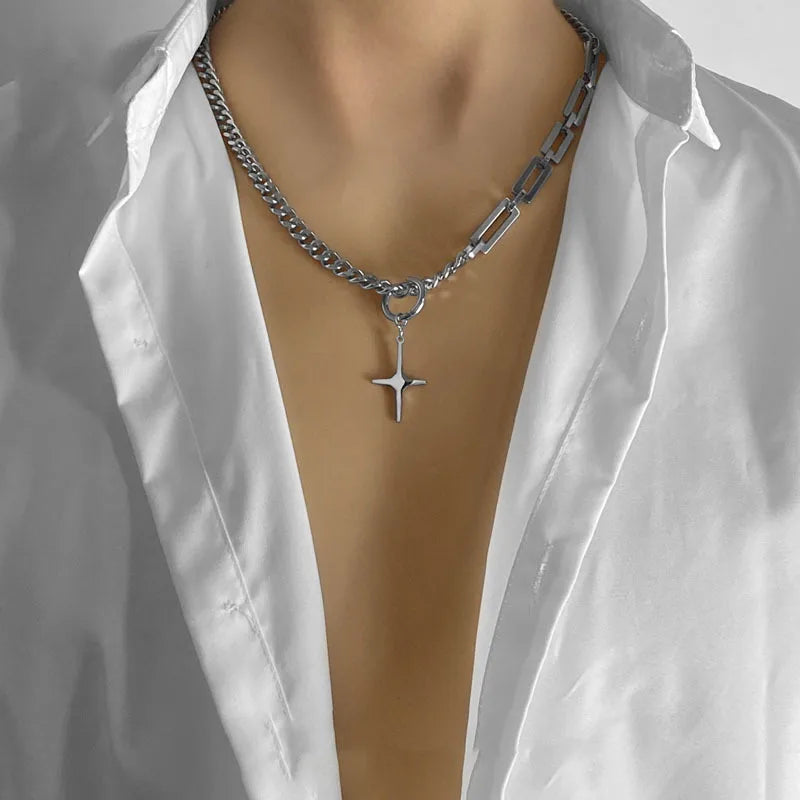 Earring Pendant Splice Chain Necklace — vista posteriore