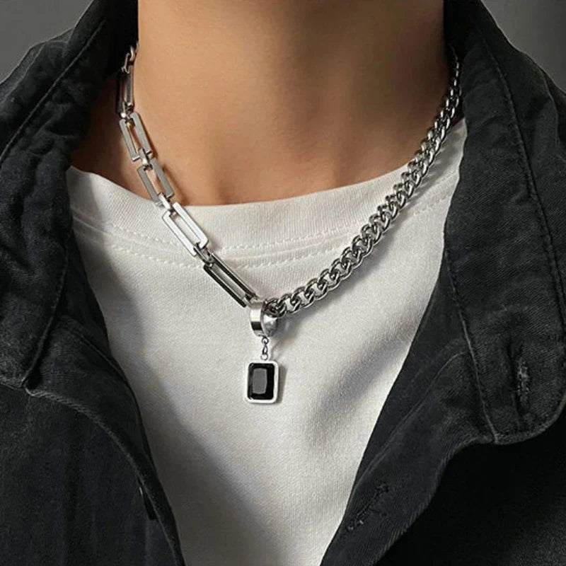 Earring Pendant Splice Chain Necklace — vista frontale