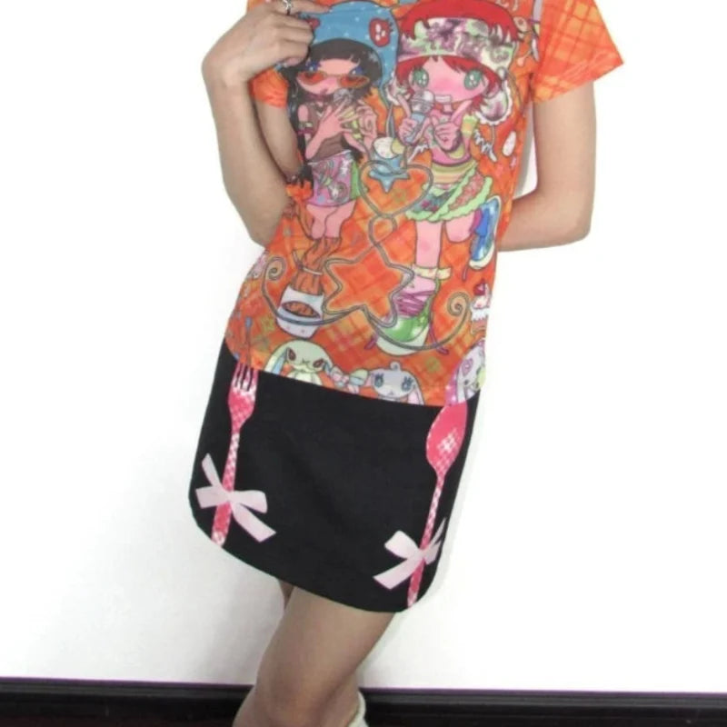 Eat Me Print A Line Mini Skirt — vista posteriore