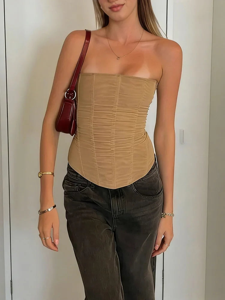 Elegant Corset Bandeau Tube Top — dettaglio del tessuto
