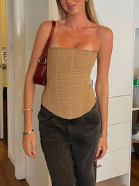 Elegant Corset Bandeau Tube Top — vista frontale