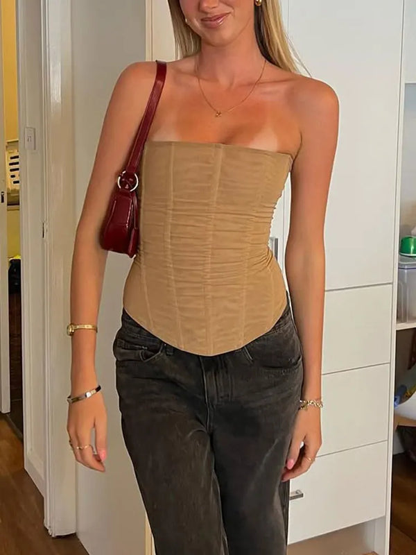 Elegant Corset Bandeau Tube Top — vista frontale