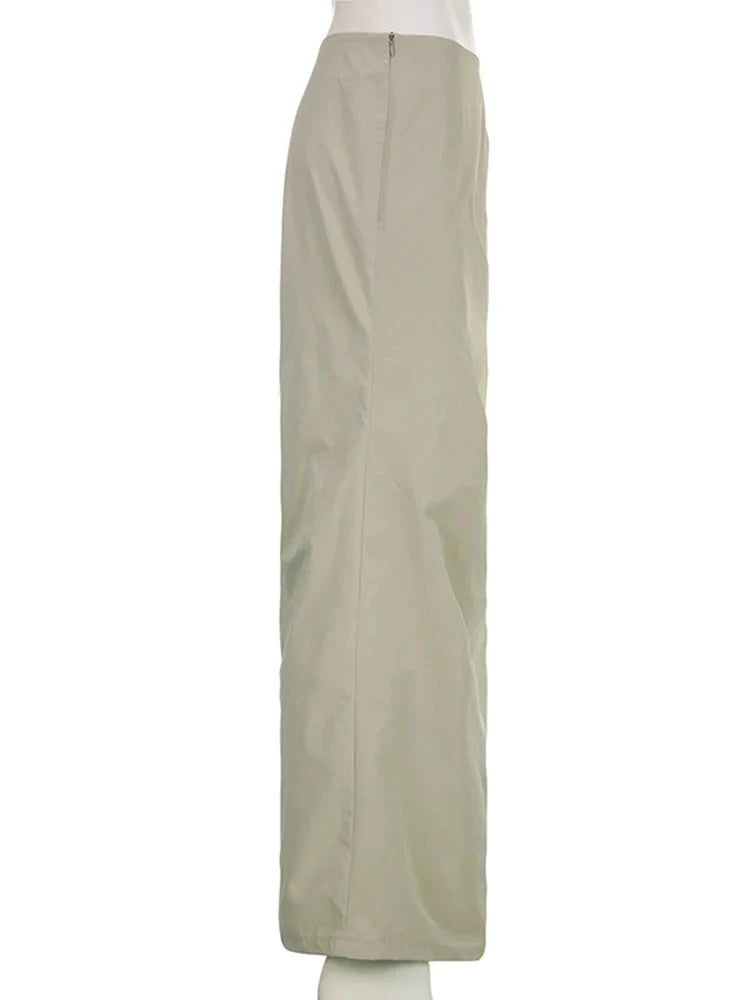 Elegant Folds Slit Long Maxi Skirt — dettaglio della stampa