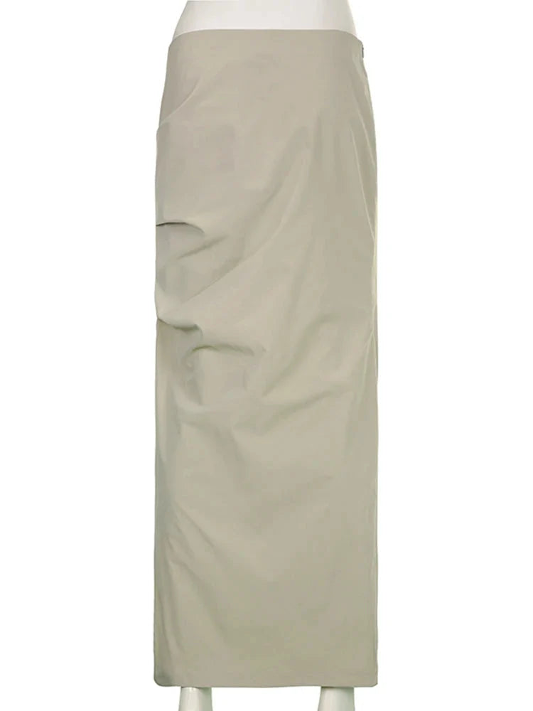 Elegant Folds Slit Long Maxi Skirt — in alternativa