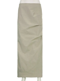 Elegant Folds Slit Long Maxi Skirt — dettaglio