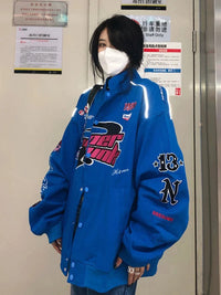 Embroidered Graphic Varsity Jacket — vista completa