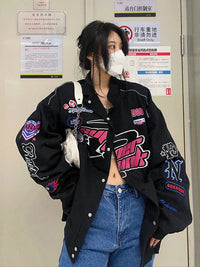 Embroidered Graphic Varsity Jacket — dettaglio