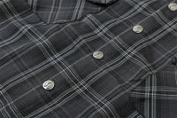 Embroidered Plaid Short Sleeve Button Up Flannel Shirt — vista completa