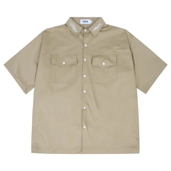 Embroidered Safari Style Work Shirt — vista frontale