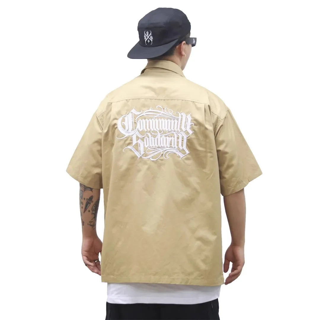 Embroidered Safari Style Work Shirt — dettaglio della stampa