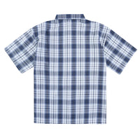 Embroidered Short Sleeve Plaid Button Down Shirt — vista posteriore
