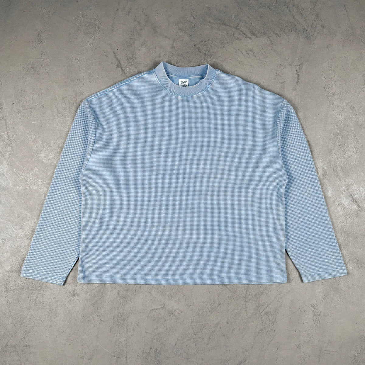 Essentials Acid Wash Waffle Knit Boxy Long Sleeve Top — vista frontale