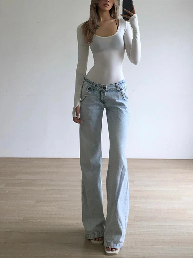 Essentials Streetwear Low Rise Denim Jeans — vista frontale