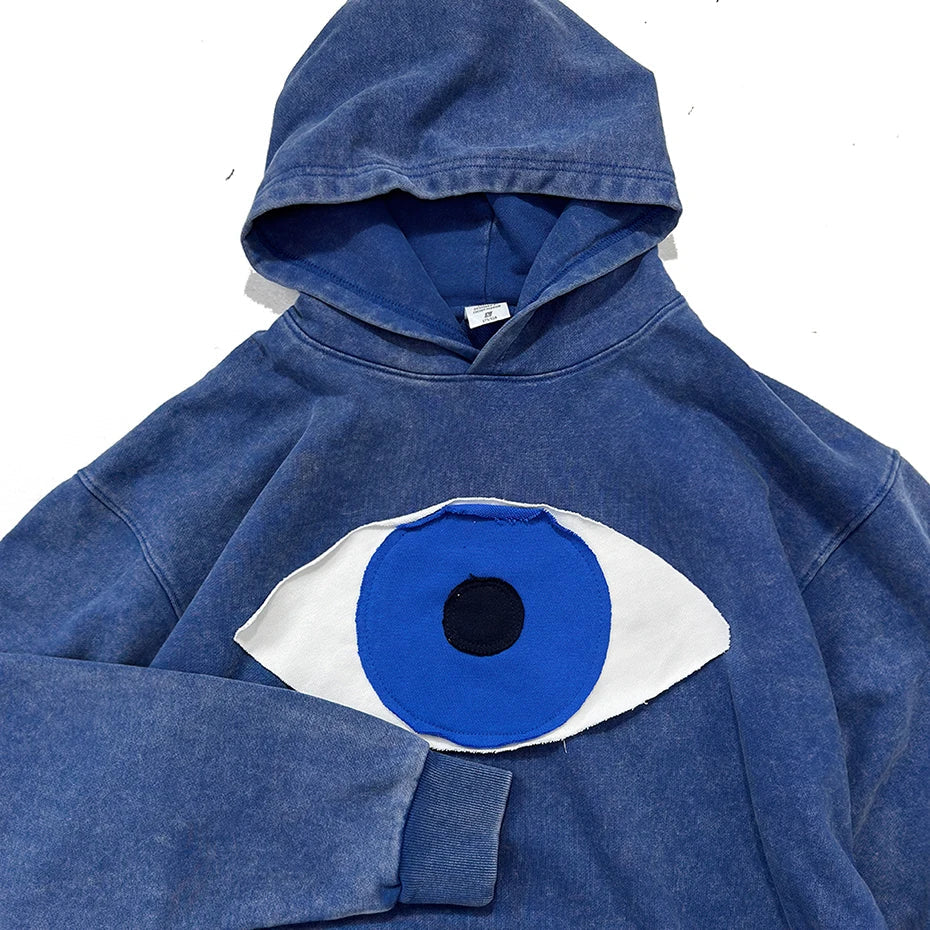 Evil Eye Rough Cut Washed Hoodie — dettaglio della stampa