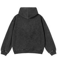 Eyes Eyes Eyes Graphic Washed Black Hoodie — vista posteriore
